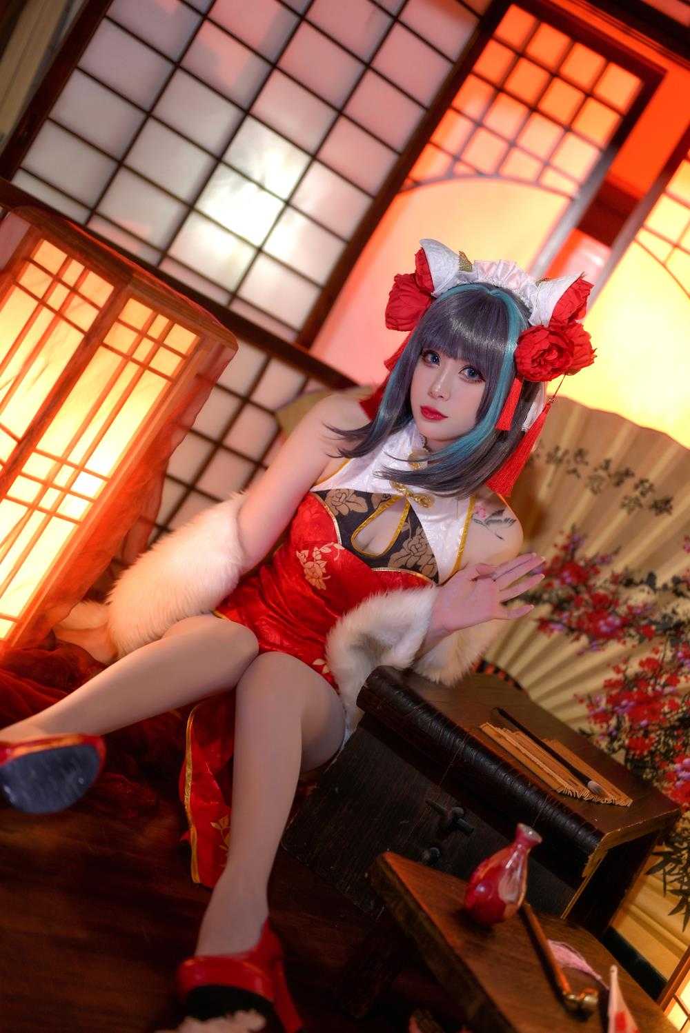 zyra秋 - 碧蓝航线 柴郡 红旗袍 [20P/177M]（）1