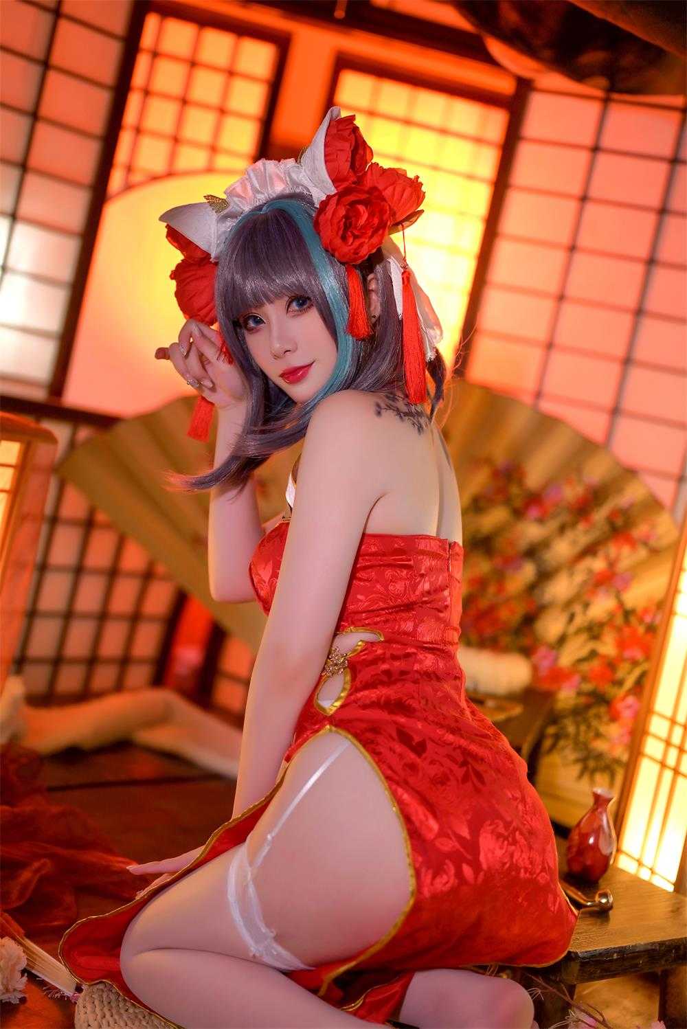 zyra秋 - 碧蓝航线 柴郡 红旗袍 [20P/177M](4