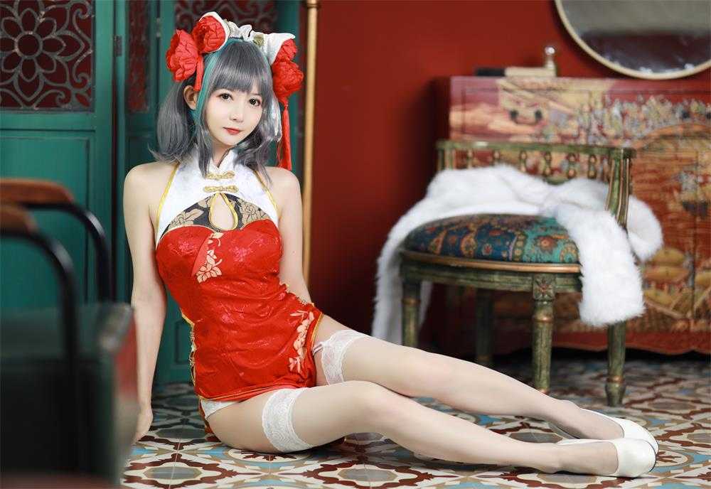 51酱 - 碧蓝航线 柴郡新春旗袍 [12P/55M](2